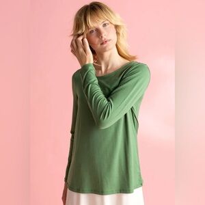Gudrun Sjoden Pearl Jersey long sleeve top 100% modal Elm Green Lagenlook Size M